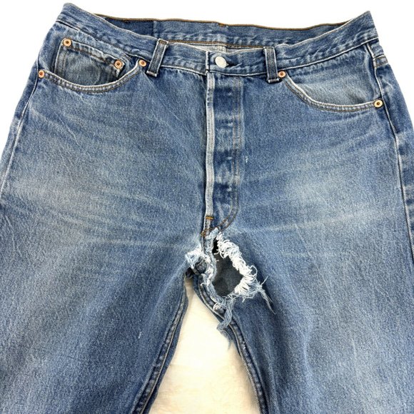 LEVI'S 501 Red Tab Button Fly Distressed Work Jeans VTG ’93 - Picture 11 of 11